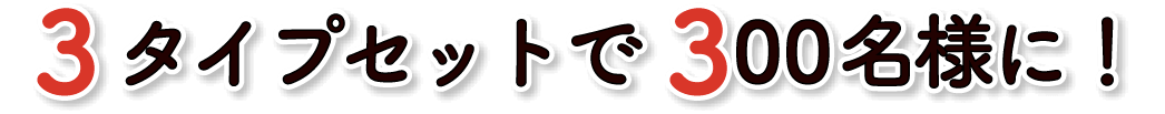 ３タイプセットで300名様に！