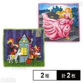 【Bremen town musicians(グリーン)/Cinderella(ラズベリー)】フェイラーハンドタオル 25×25cm