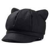 【ブラック】猫耳がかわいい レディースキャスケット