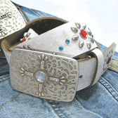 【TG-01WH】ヴィンテージ本革スタッズベルト