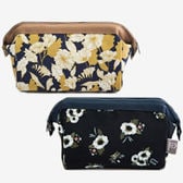 【フラワー柄（ブラック）+フラワー柄（ブラウン）】ファスナーポーチセット