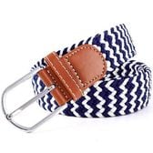 【ネイビー×ホワイト】ゴムメッシュベルト  無段階 伸びる ストレッチ ゴムベルトメッシュ 男女兼用