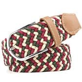 【レッド×グリーン×ベージュ】ゴムメッシュベル 無段階 伸びる ストレッチ  男女兼用