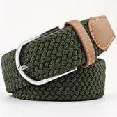 【アーミーグリーン】ゴムメッシュベルト  無段階 伸びる ストレッチ ゴムベルトメッシュ 男女兼用