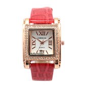 ラインストーン輝く きらきらスクエアケース腕時計 SRHI6-RED レディース腕時計