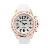 ピンクゴールドのビッグケース腕時計 ラバーベルト フェイクダイヤル SRF7-WHWH メンズ腕時計