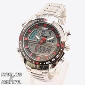 アナデジ時計 アナログ&デジタル クロノグラフ 防水時計 HPFS9405-SVRD メンズ腕時計