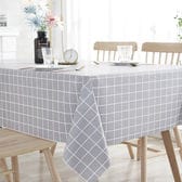 [グレー×格子柄] テーブルクロス (約140×180cm)