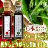 【130g×6本】焦がしとうがらし醤油　赤(にんにく油入)・青(ねぎ油入)2種アソートセット