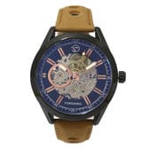 自動巻き腕時計 ATW042-BKBR シンプル機能のフルスケルトン腕時計 ブラックケース レザー