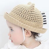 【ブラウン】ベビー 帽子 赤ちゃん 子ども 帽子 耳付き ハット キャップ 猫耳