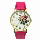 バラの花と蝶々が文字盤にデザインされた フラワーデザイン レディース腕時計 SPST052-DPK