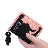 【ブラック】猫のシルエットが可愛いコンパクトラウンド財布