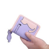【パープル】猫のシルエットが可愛いコンパクトラウンド財布