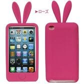 【ローズ/iPod touch4】ソフトシリコンケースカバー【うさ耳】