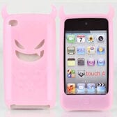 【ピンク/iPod touch4】ソフトシリコンケースカバー【悪魔デビル】
