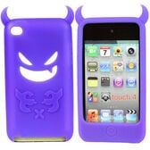 【パープル/iPod touch4】ソフトシリコンケースカバー【悪魔デビル】