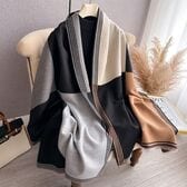 【ブラック×ベージュ】春、秋まで使えるリバーシブル大判ストール