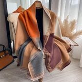 【オレンジ×ベージュ】春、秋まで使えるリバーシブル大判ストール