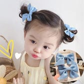 【ライトブルー】ヘアピン2個セット リボン