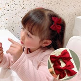 【ワインレッド】ヘアピン2個セット リボン