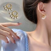 揺れるパールが可愛いリングピアス