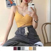 【イエロー】カップ付 キャミタンクトップ