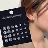 【12ペアセット】シンプルストーン スタッドピアス