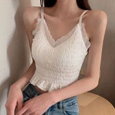 【ホワイト】シャーリングキャミソール