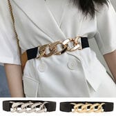 【ゴールド】幅広ビッグチェーンゴムベルト