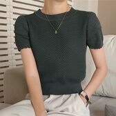 【グレー】Uネックサマーニット