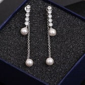 【シルバー】2wayパールロングピアス