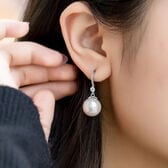 【シルバー】ストーン×一粒パールのフックピアス