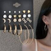 【ゴールド】様々なシーンで使えるスタッドピアス12点セット