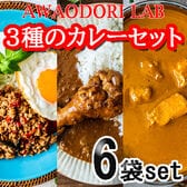 【3種計6個セット】AWAODORI LAB 骨付きカレー・ガパオ・バターチキンカレー6個セット