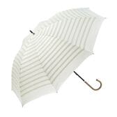 【ホワイト】ビコーズ PUボーダー 晴雨兼用傘 長傘