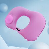 【ピンク】コンパクトに収納可能！ポンプ式ネックピロー