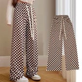 【タイプA/キャメル】ウエストゴム 柄ワイドパンツ