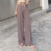 【タイプB/キャメル】ウエストゴム 柄ワイドパンツ