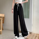 【ブラック】ウエストゴムリラックスワイドパンツ