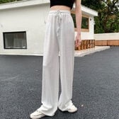【ホワイト】ウエストゴムリラックスワイドパンツ