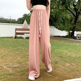 【ピンク】ウエストゴムリラックスワイドパンツ