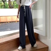 【グレー】ウエストゴムリラックスワイドパンツ