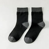【ブラック】バイカラーメンズソックス（クルー丈）