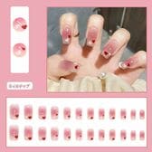 【24枚入】ネイルチップ チークネイル風×ハート