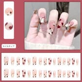 【30枚入】ネイルチップ ハートデザイン レッド×ホワイト