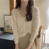 【ベージュ】薄手ニットカーディガン