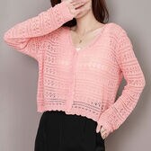 【ピンク】薄手ニットカーディガン