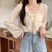 【ベージュ】透かし編みサマーカーディガン