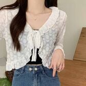 【ホワイト】透かし編みサマーカーディガン